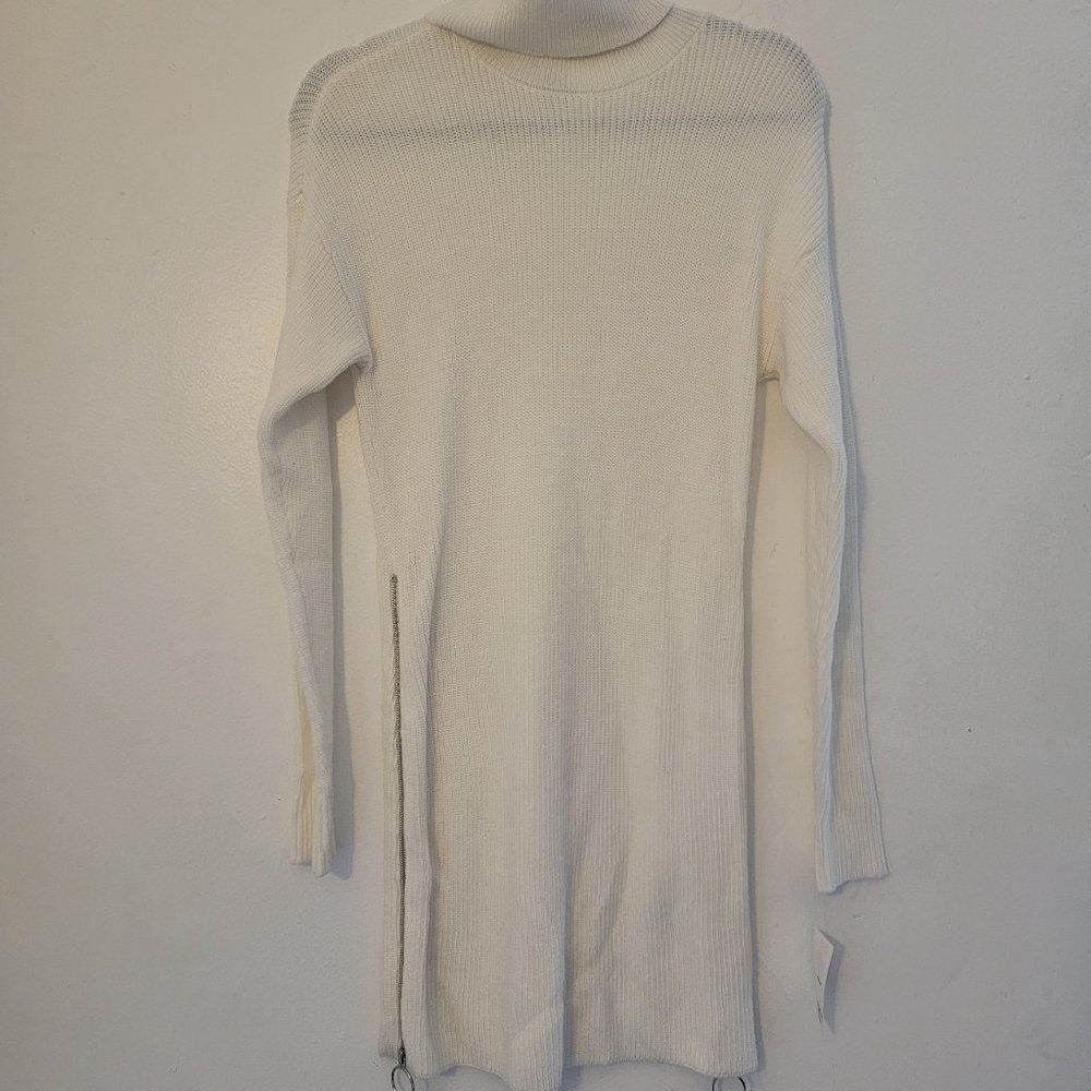 Bar III Womens Cream Turtle Neck Sweater Dress XS